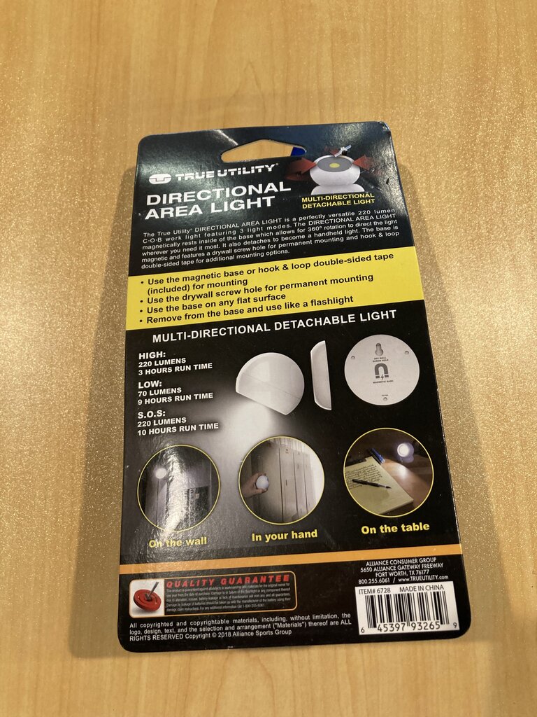 Tru Utility Directional Light, White, OS
