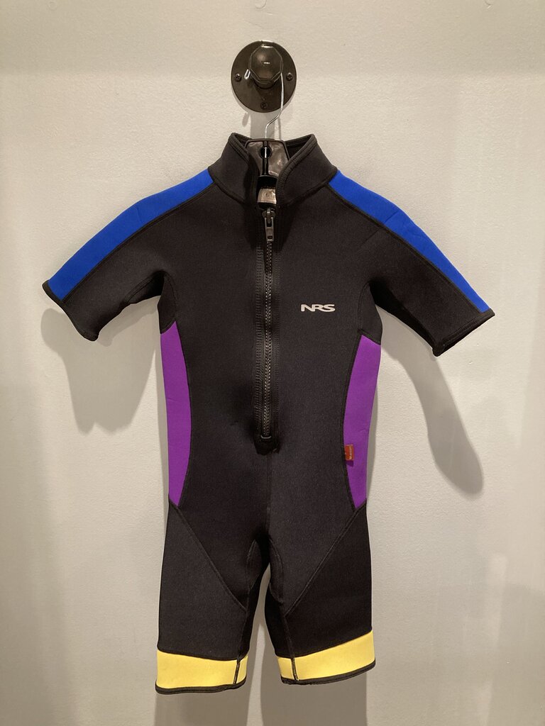 NRS Shorty Wetsuit, Black/Purple/Blue, Kid's L