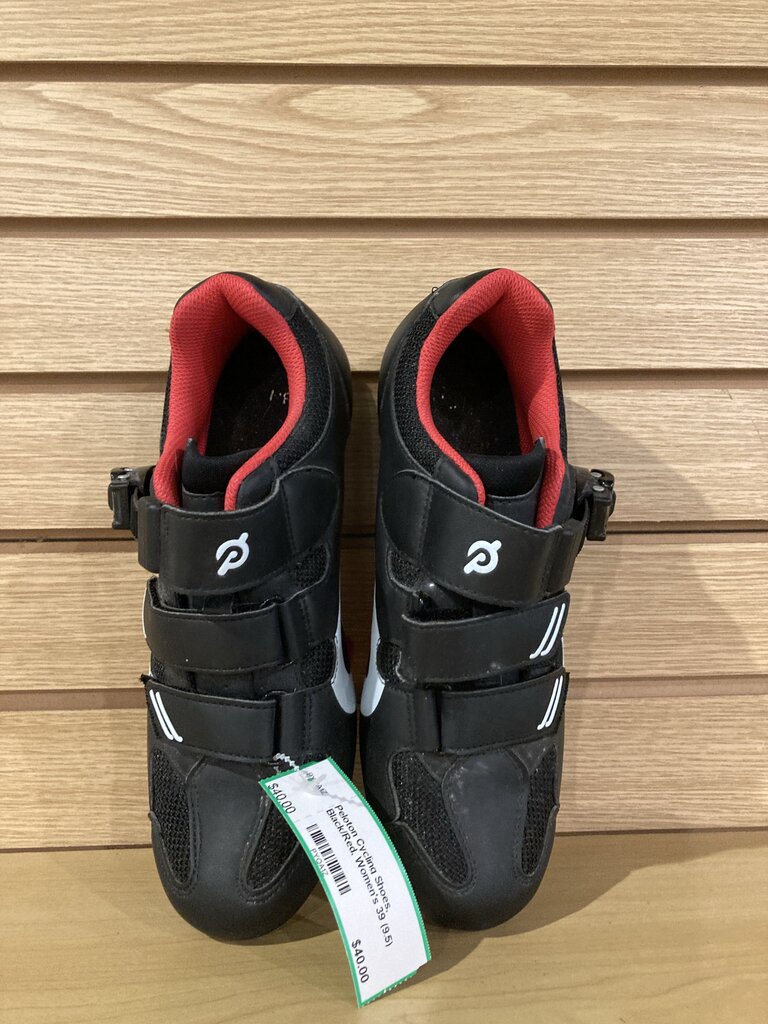Peloton Cycling Shoes, Black/Red, Women's 39 (9.5)