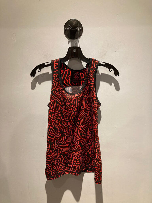 1Ink Burn Tank Jersey, Black/Red, Women's XS