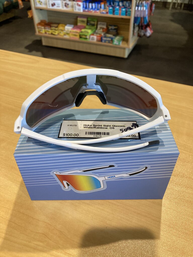 Hoka Sprint Sight Glasses, White/Rainbow. OS
