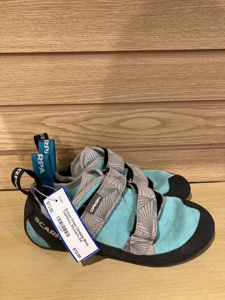 Scarpa Origin Climbing Shoe, Teal/Grey, Women's 8.5