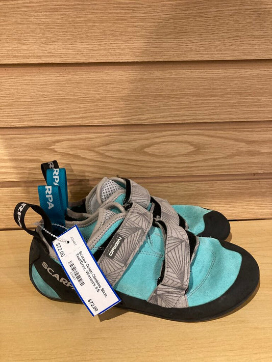 Scarpa Origin Climbing Shoe, Teal/Grey, Women's 8.5