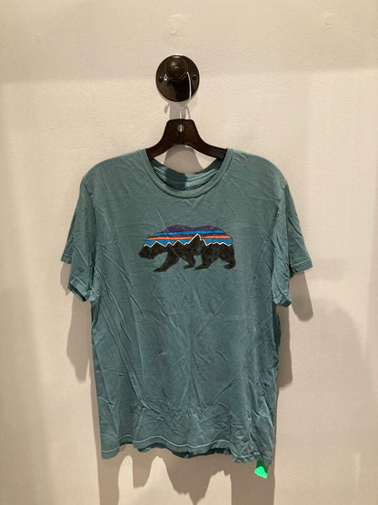 Patagonia SS Crew, Teal/Bear Logo, Men's M