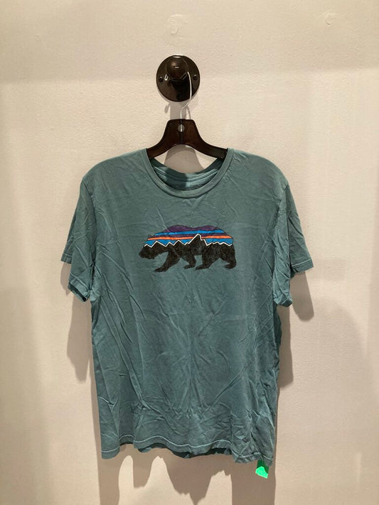 Patagonia SS Crew, Teal/Bear Logo, Men's M