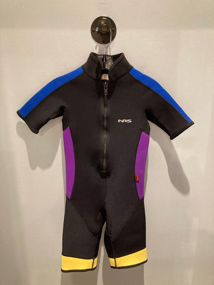 NRS Shorty Wetsuit, Black/Purple/Blue, Kid's L