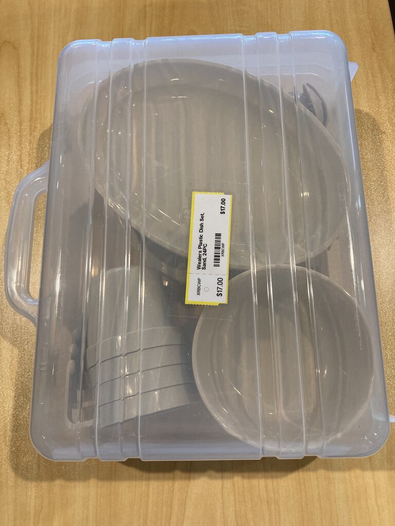 Wealers Plastic Dish Set, Sand, 24PC