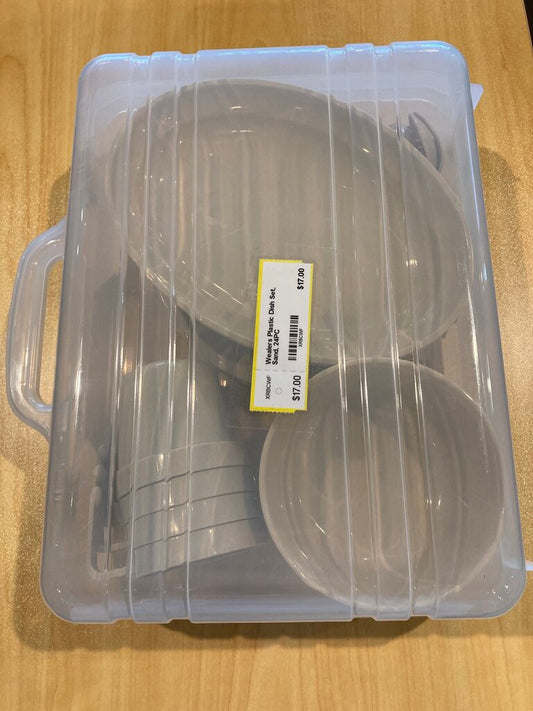 Wealers Plastic Dish Set, Sand, 24PC