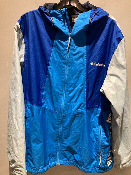 (Wrist Stains)Columbia Rain Jacket, Blue/Blue, Men's L